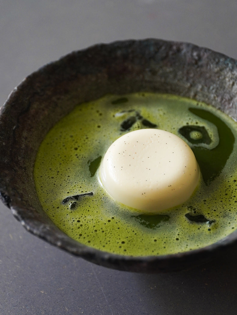 Layered matcha desserts - roll cake, dorayaki, mille crêpes and tiramisu-style daifuku